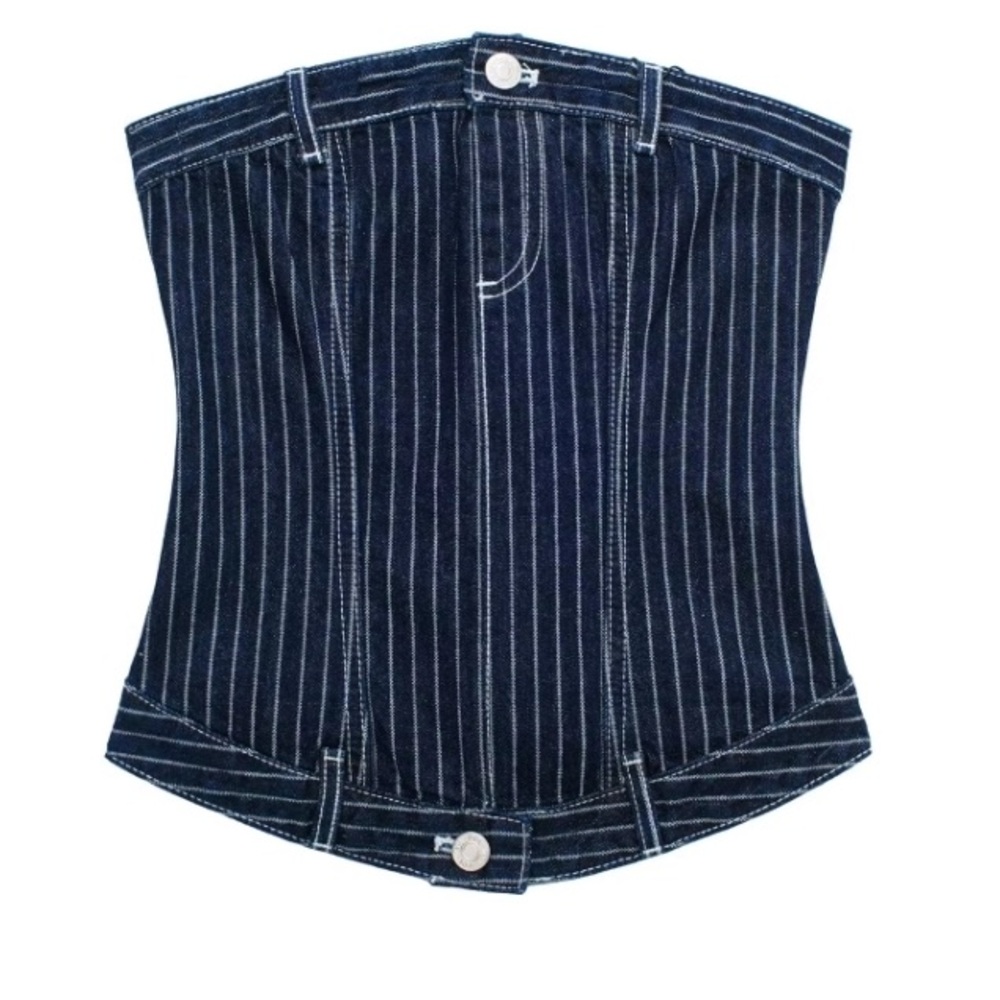 Zara Striped Denim Corset Top